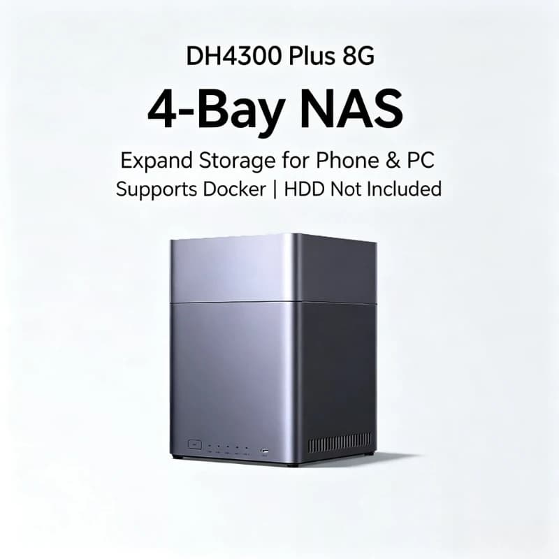 DH4300 Plus 4-Bay NAS Diskless Network Storage 8GB RAM Private Cloud Supports 2.5"/3.5" Hard Drives