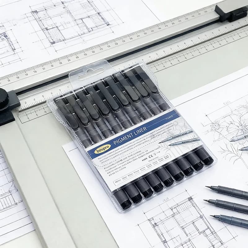 Set di 9 Penne Pigmentate, Penne per Disegno a Linea Sottile, Marcatori Impermeabili con Inchiostro Nero Archivistico per Schizzi, Manga, Disegno