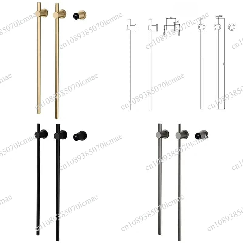 for Brushed Gold Electric Hidden Vertical Heater Bathroom Towel Rack 2 Bar with Heating Element