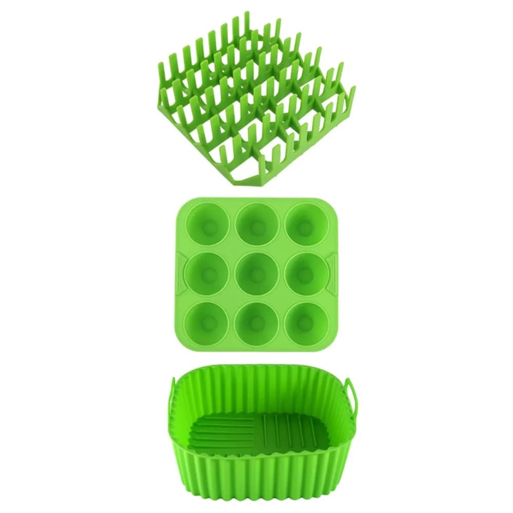Set of 3 Pieces Silicone Roofing Machine for Air Fryer Square Heat Resistant Interior Cover for Air Fryer Grill for Home Hot Dog