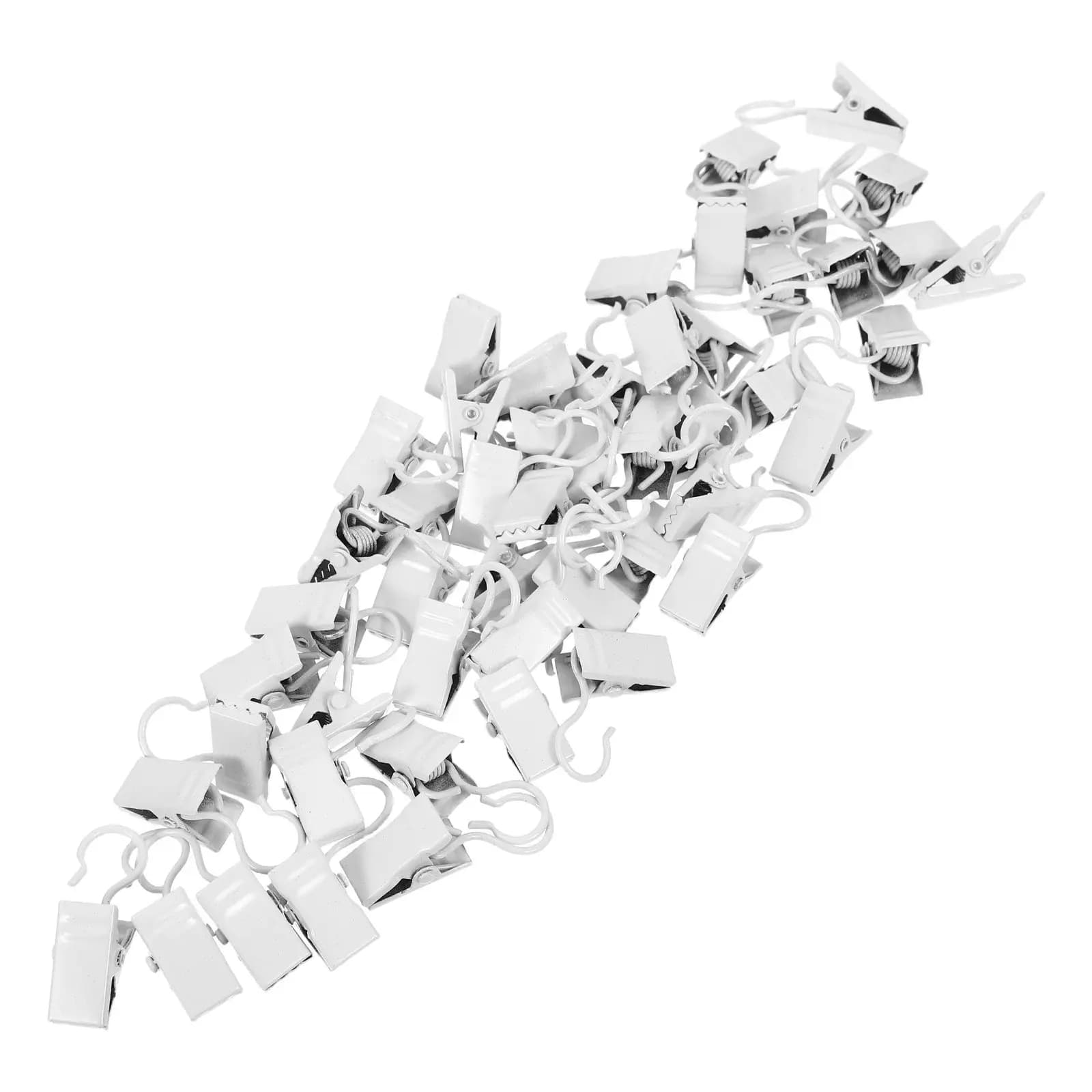 50Pcs Metal Curtain Clips Hanging Hooks Sturdy Moisture Resistant for Curtains Drapes Shower Curtain Holder Bathroom Kitchen