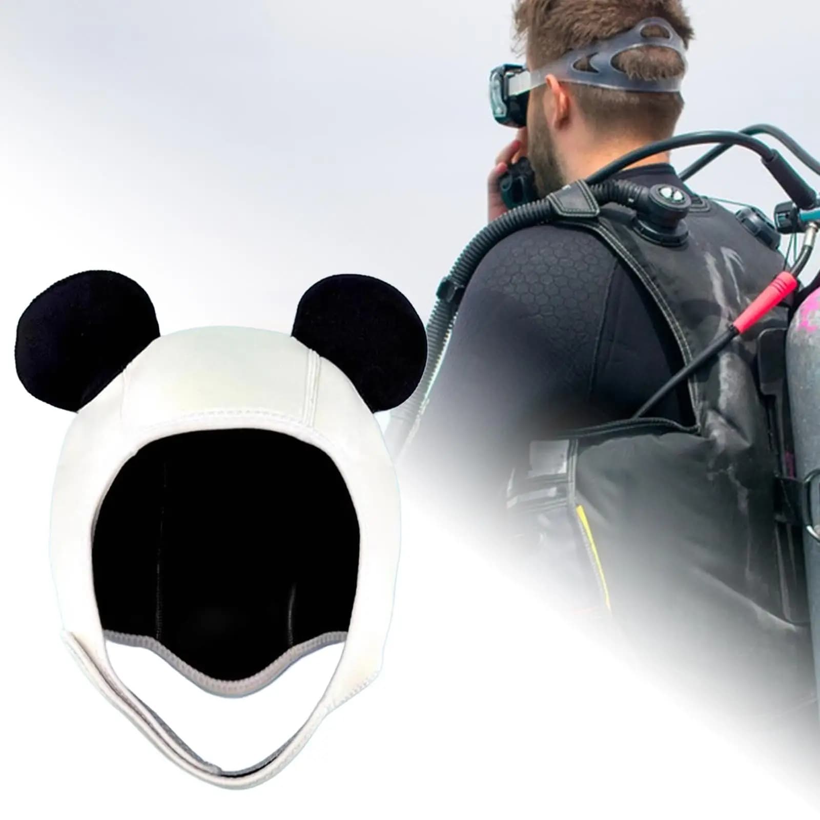 Scuba Dive Hood Swim Hat Neoprene Panda Simpatico elastico per tenere al caldo Berretto da surf Cappuccio da surf termico per canoa Vela Kayak