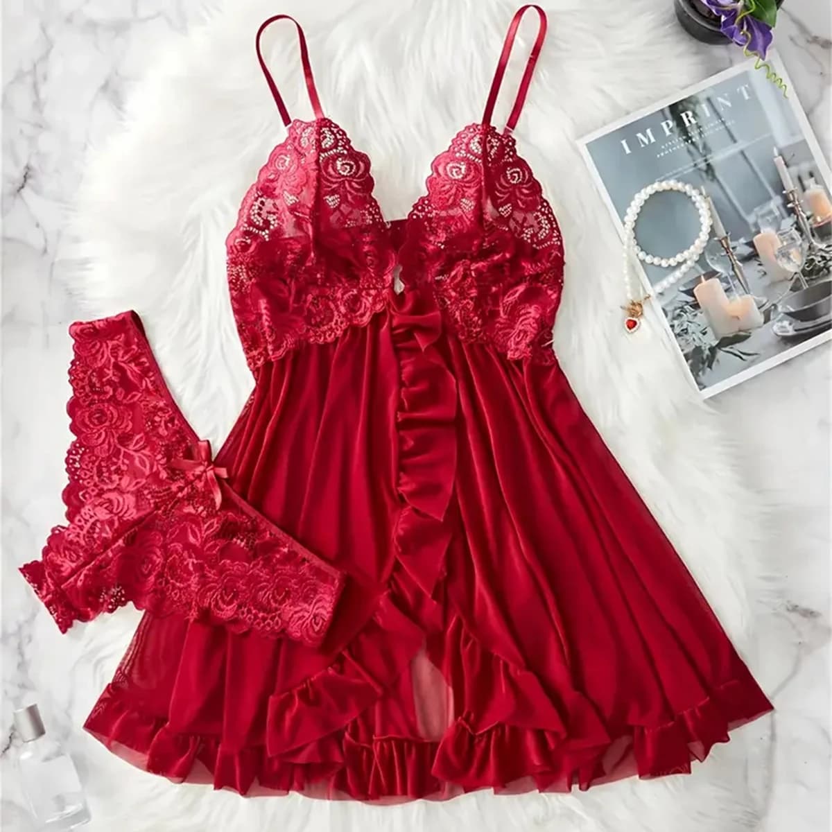 Hot exotic Cotumes Transparent dress New erotic pajamas Set Lace Nightwear for Women Babydoll Sexy Lingerie Nightwear Open bra