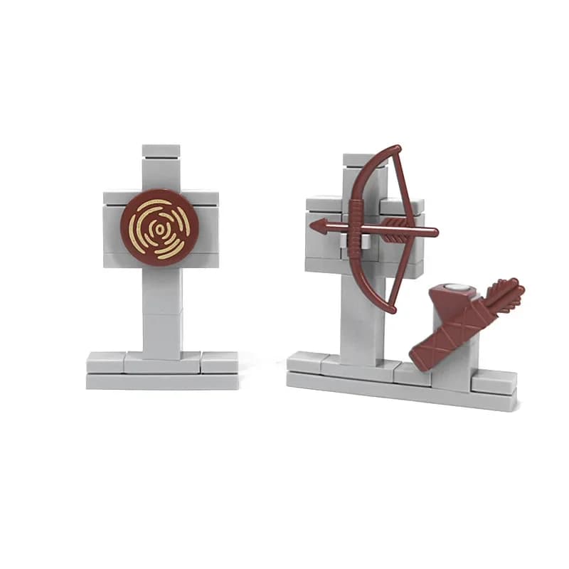 Medioevo Militare MOC Building Blocks Tiro con l'arco Campo di allenamento Bersaglio Armi Modello Mattoni Giocattoli Compatibile con LEGO