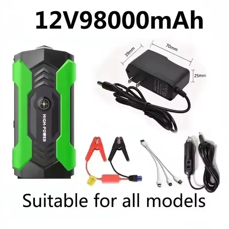 Accumulatori e caricabatterie di emergenza per avviamento di emergenza per auto da 98000 mAh 12 V. Caricabatterie di emergenza portatile per accensione di veicoli e alimentatore in movimento