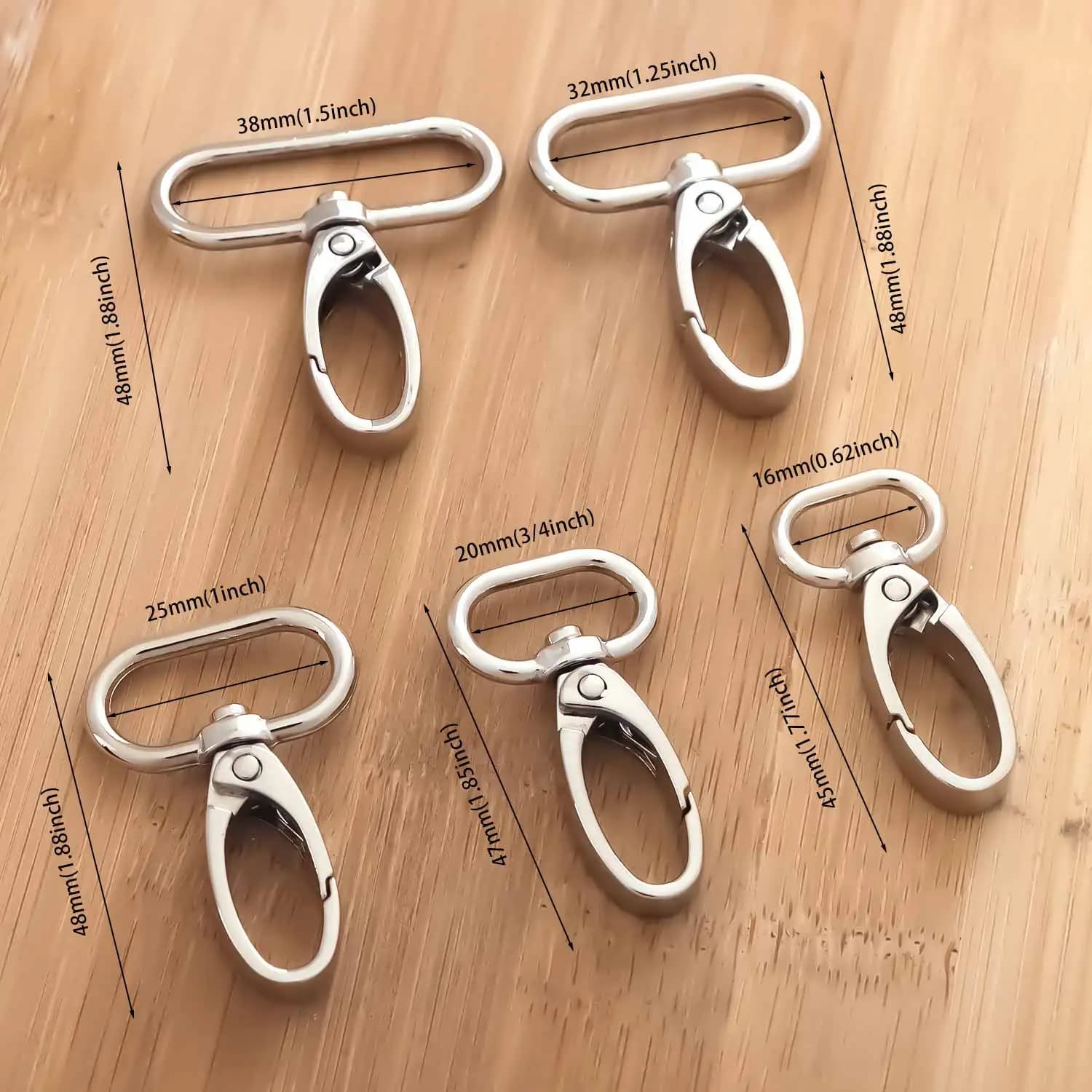 5 Pezzi Moschettone Girevole per Cinghie Borsa Fibbie Metalliche Ganci a Scatto per Cinture Portachiavi Moschettone Accessori Fai da Te