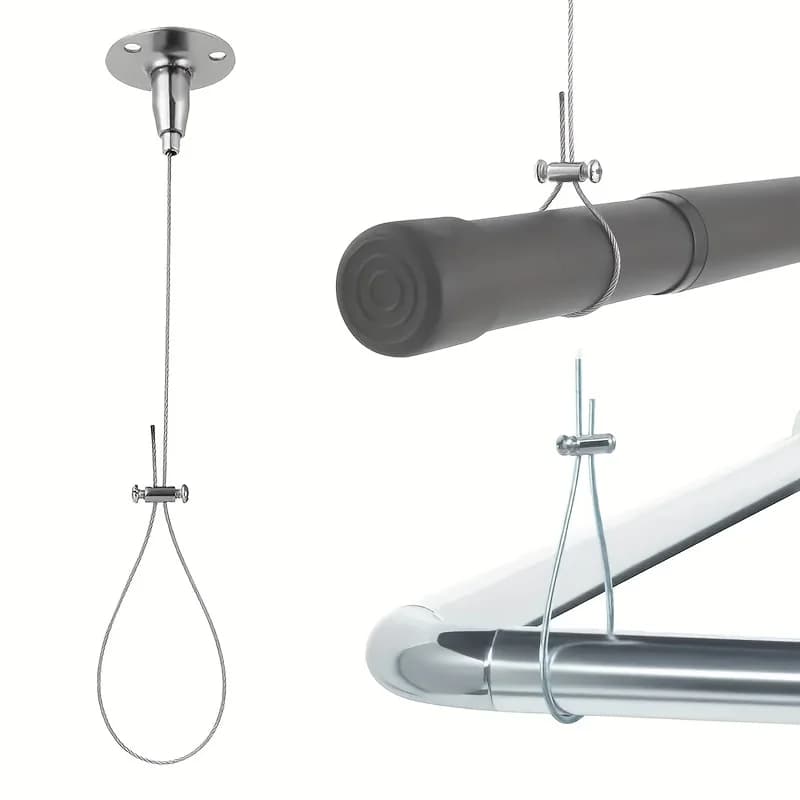 1pc Curtain Rod/Shower Curtain Rod Support Rope, Adjustable Ceiling Hanging Bracket, Suitable for Curved/L-Shaped/Curtain Rods