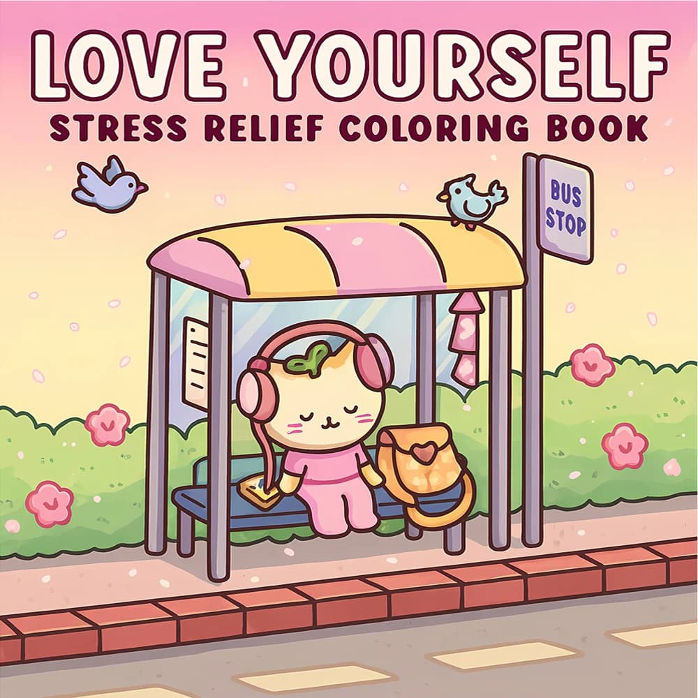 Love Yourself Stress Relief Bold Easy Coloring Book for Adults Cute Drawing Book Perfect Painting Gift for Party and Birthday