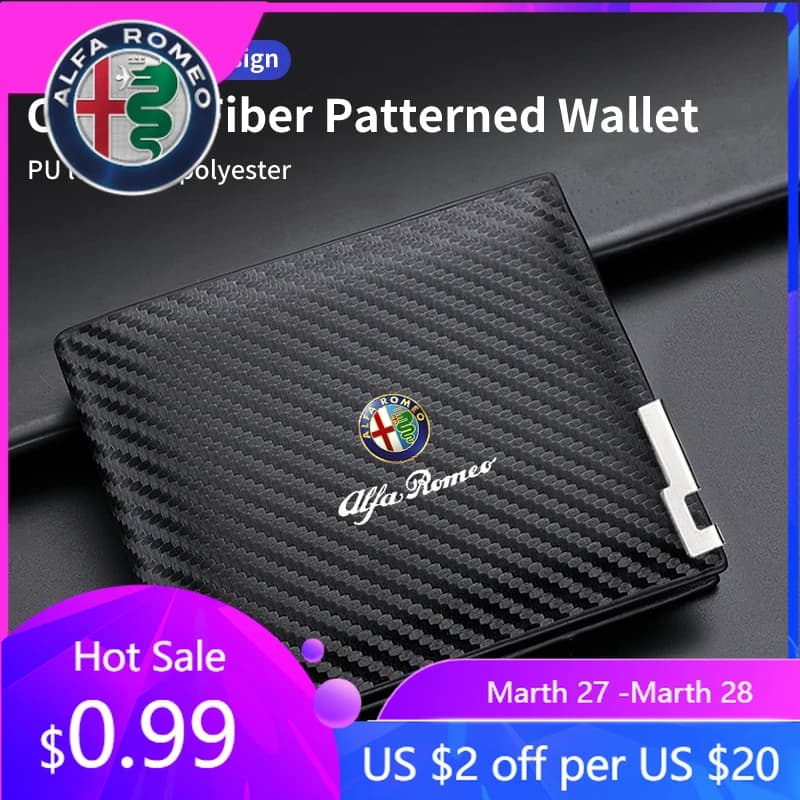 Portafoglio in Fibra di Carbonio per Uomo, Porta Carte di Credito e Documenti, Regalo per Alfa Romeo Giulietta 159 147 156 166
