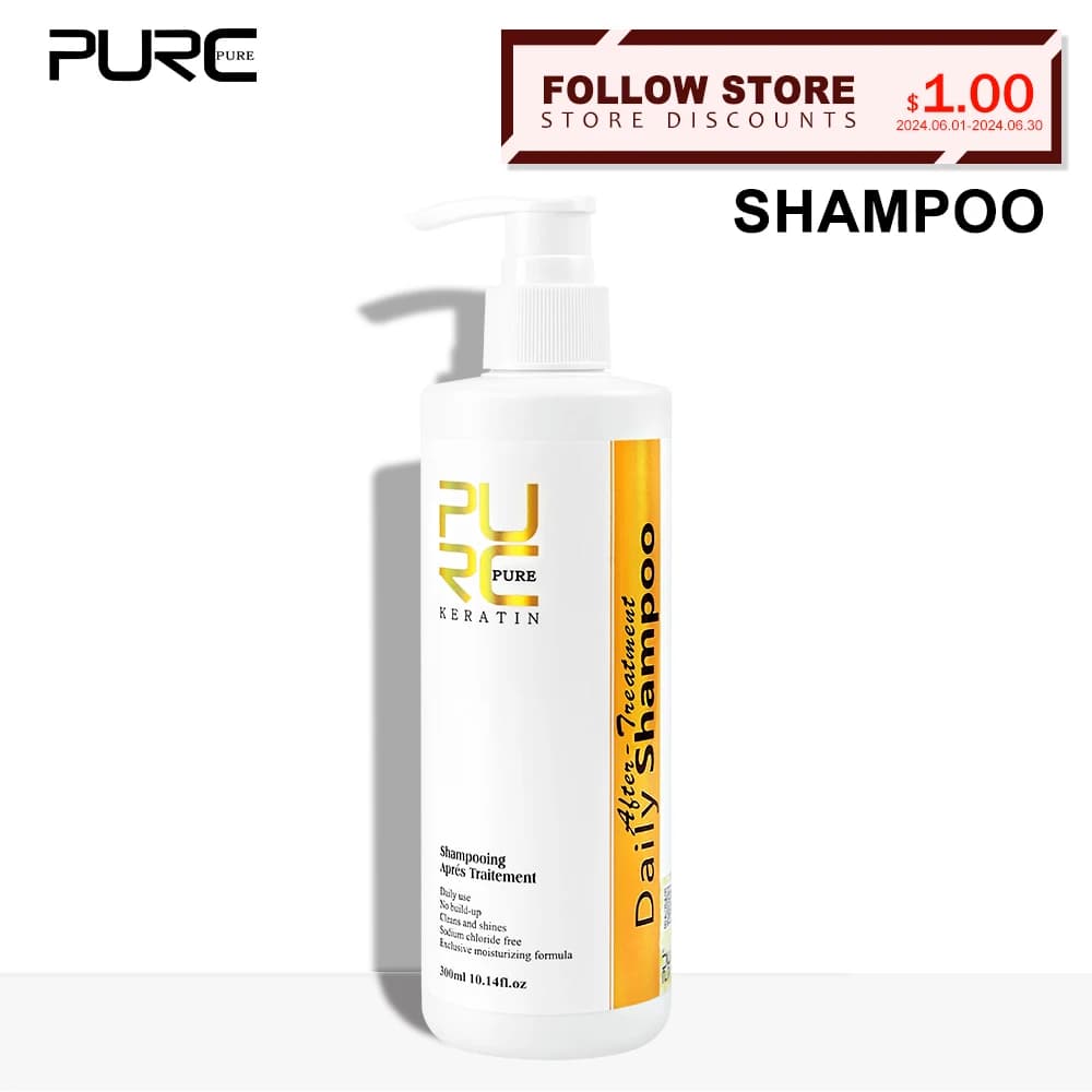 PURC Shampoo Quotidiano Trattamento per la Pulizia del Cuoio Capelluto Shampoo Post-Idrizzante alla Cheratina 300ml