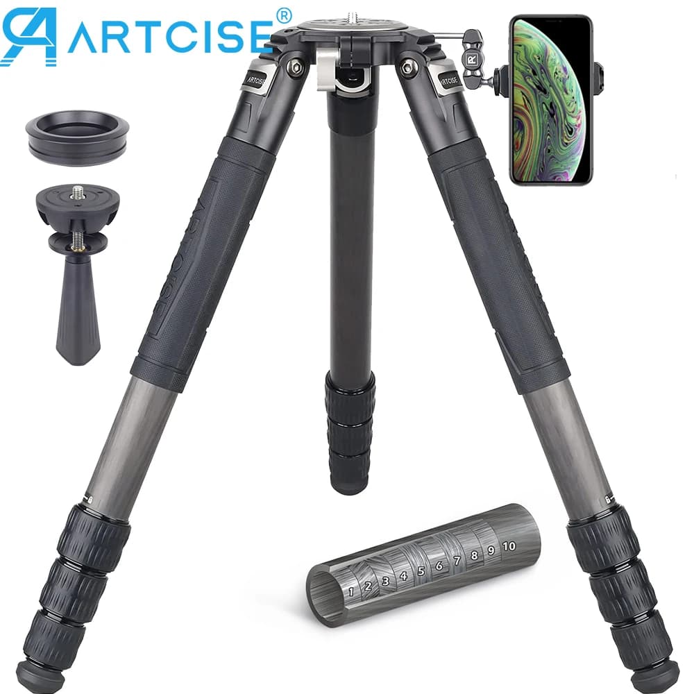 Treppiede professionale in fibra di carbonio per telefono con fotocamera treppiede per impieghi gravosi supporto per fotocamera Dslr in carbonio testa a sfera carico massimo 40kg/88 libbre AS95C