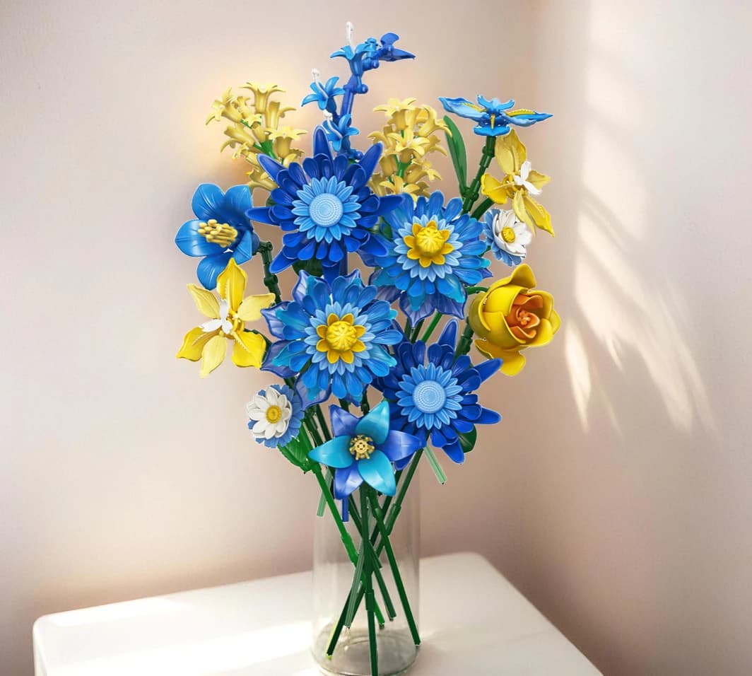 DIY Dreamy Sky Starry Color Building Block Bouquet Set Flower Eternity Plant Assembly Artificial Flower Toy Creative Desktop Decoration Girl's Gift Valentine's Day Packing Exquisite