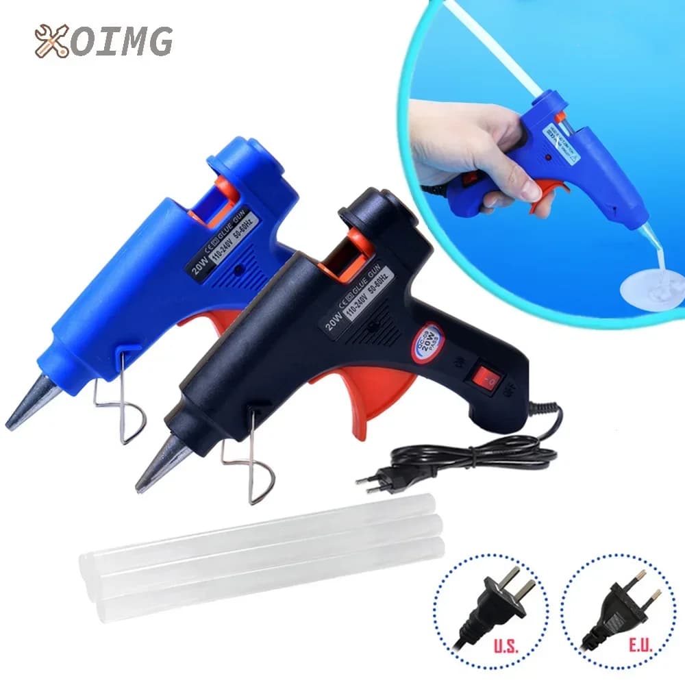 OIMG 20W Pistola per colla a caldo Mini pistole industriali per uso domestico Temperatura di calore Strumento di riparazione termoelettrico Utilizzare bastoncini di colla da 7 mm