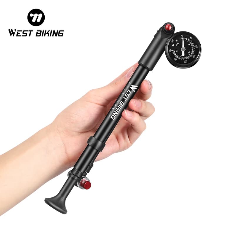 WEST BIKING Pompa da bicicletta 300PSI/400PSI Pompa forcella anteriore per bici ad alta pressione Valvola Schrader portatile Gonfiatore Accessori bici