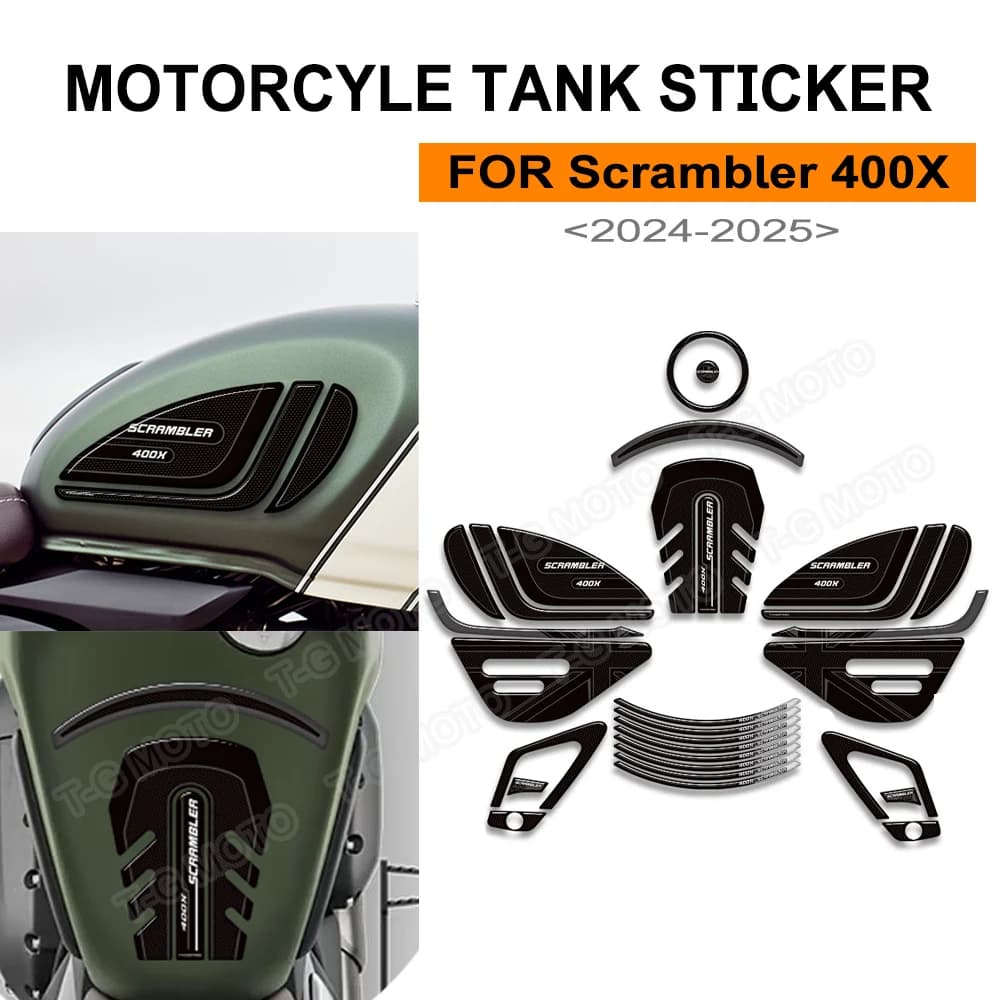 Scrambler400X Adesivi Moto Rilievo del Carro Armato Gas Olio Combustibile Kit Ginocchio Protezione Decalcomanie Per Scrambler 400X400 X 2024 2025