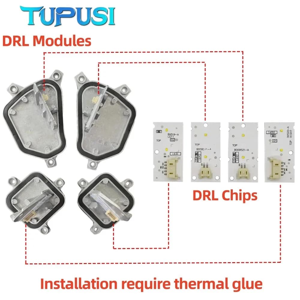 Modulo Luci Diurne a LED Bianche Angel Eyes 63117428792 per BMW X1 F48 2017-2019, Faro LED Blu Rosso 63117428791
