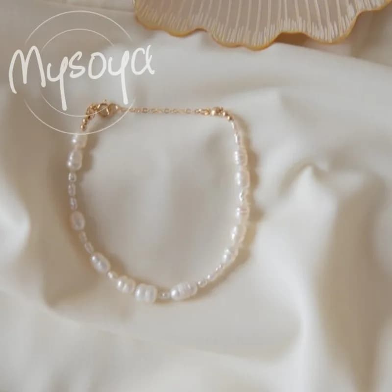 Bracciale di perle d'acqua dolce MYSOYA 2-3mm e 5-6mm, con confezione regalo, per lei/lui, compleanno/matrimonio/festa della mamma A0241