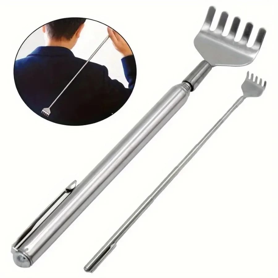 Mini Portable Back Massage Tool - Stretchable and adjustable stainless steel handle for personal muscle relaxation, compact design