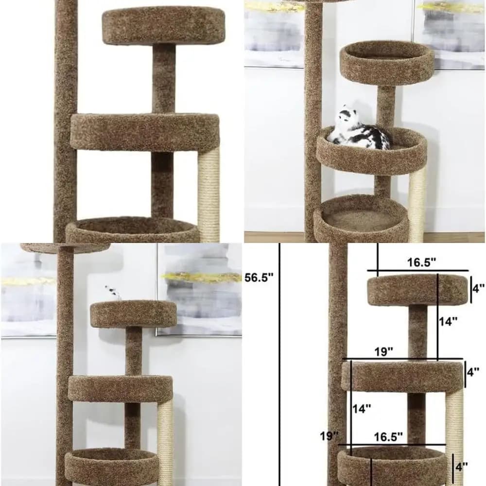 Elegante Albero per Gatti 48H con Molteplici Postazioni di Arrampicata, Tiragraffi e Comodi Posti di Riposo