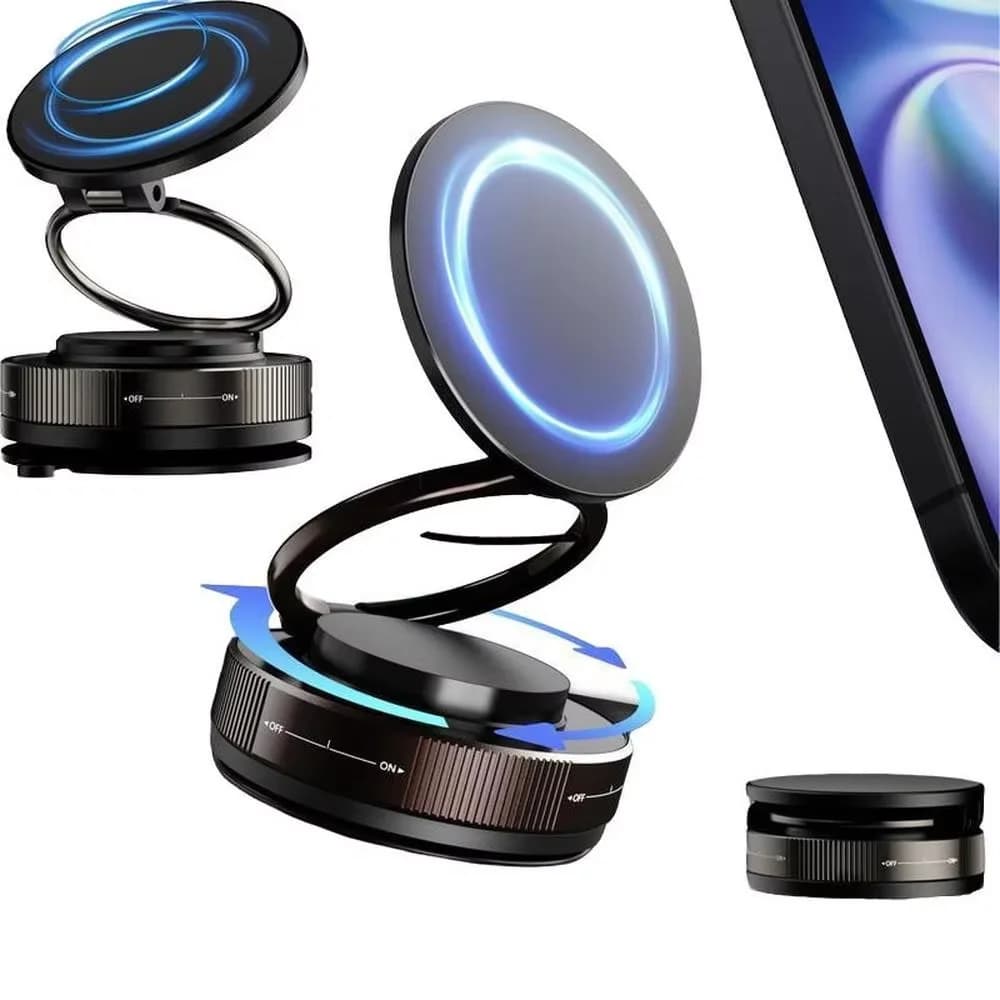 360° Rotatable Vacuum Magnetic Phone Holder Strong Adsorption Suction Cup Phone Mount Swivel Lock Stand For Car Gym Mirror