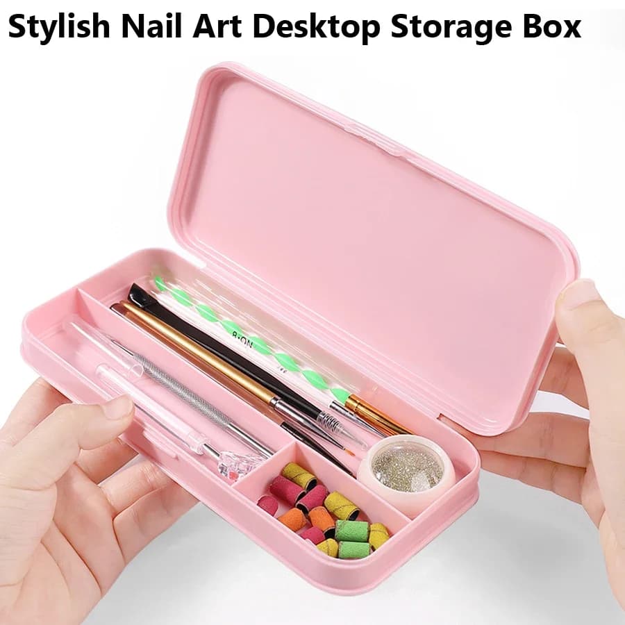 Elegante custodia compatta per strumenti per nail art da tavolo trasparente per salone e uso domestico