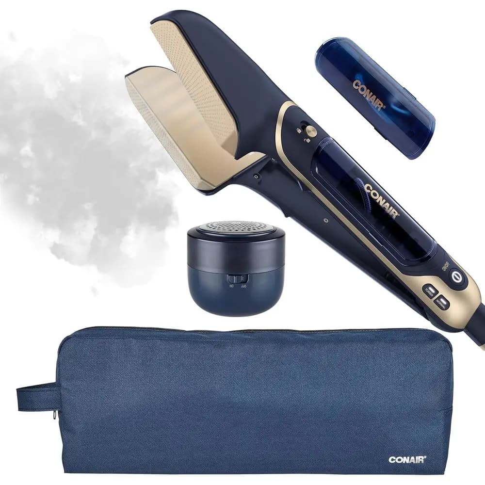 3-in-1 Multipurpose Steamer with Fabric Shaver, Extra Tank, and Storage Bag, Night Blue