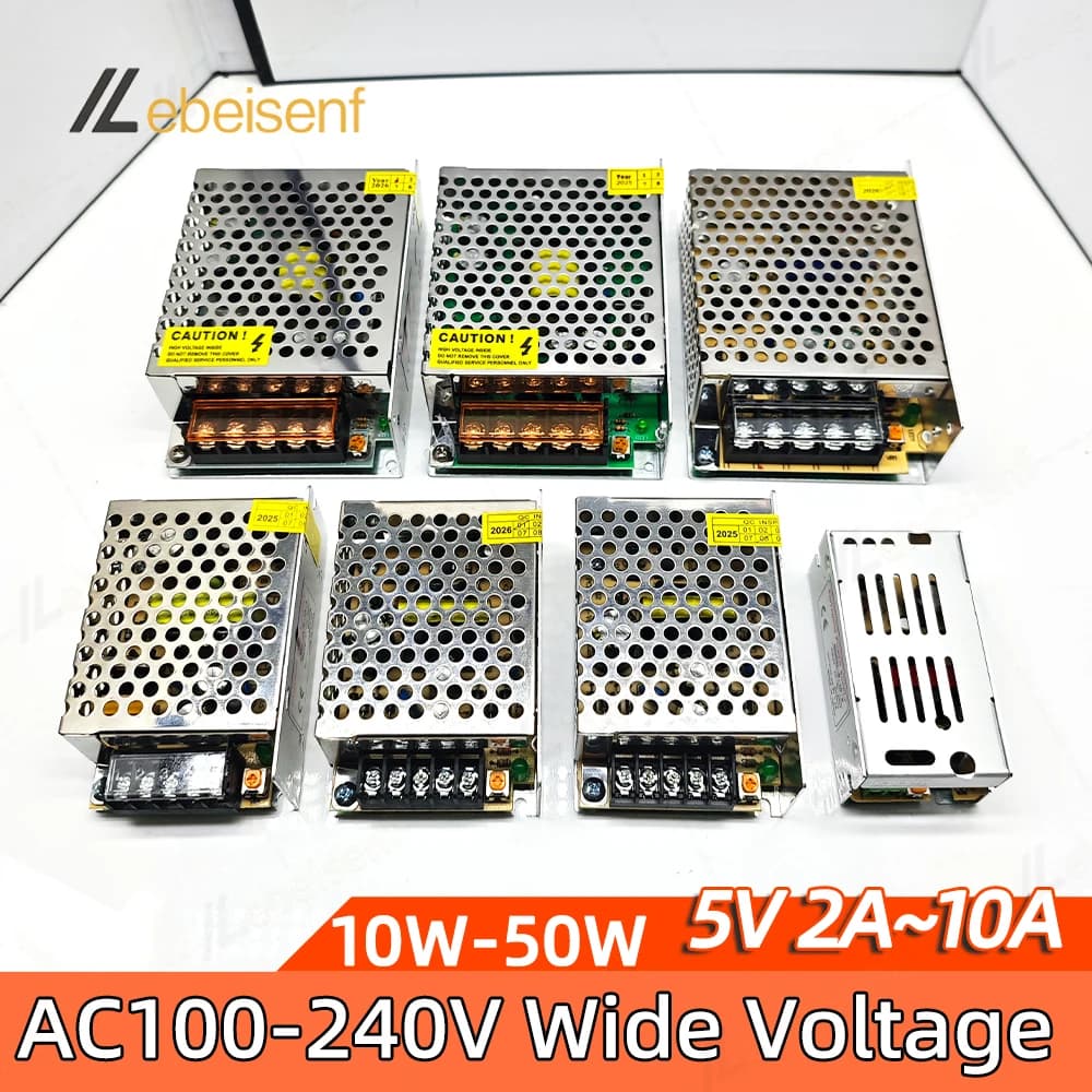 Alimentatore Switching DC 5V 2A 3A 4A 5A 6A 8A 10A AC100-240V 10W-50W, Driver LED per Strisce LED, Telecamere CCTV, Stampanti 3D, Fai da Te