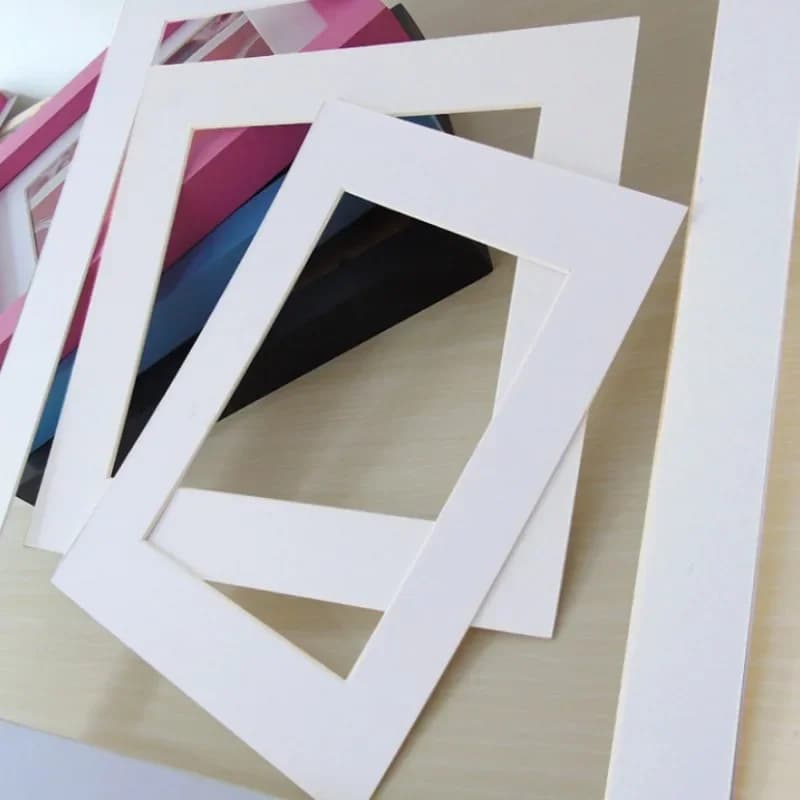 A4 White Rectangle Photo Mat 10Pcs, 21x29.7cm Frame Mount Paper for Picture Art Decoration