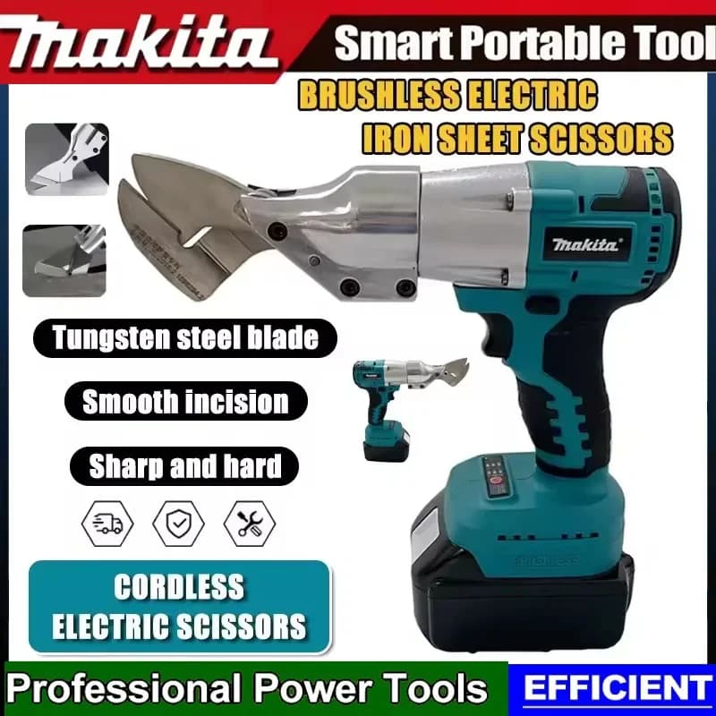 Forbici Elettriche Makita a 2 Velocità Variabili, Utensili per Taglio Metalli, Cesoie per Lamiera, Taglierina per Acciaio al Carbonio, Compatibile con Batteria 18V