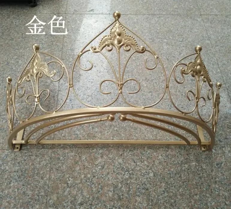 z Telaio per tende da letto in ferro battuto in stile europeo, telaio per tende, corona, principessa, staffa da comodino, zanzariera
