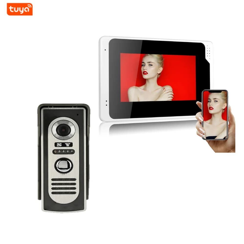 Tuya HD Wifi Smart Videocitofono Sistema OSD MENU Design Registrazione video Campanello Citofono Kit citofono per telefono porta di casa