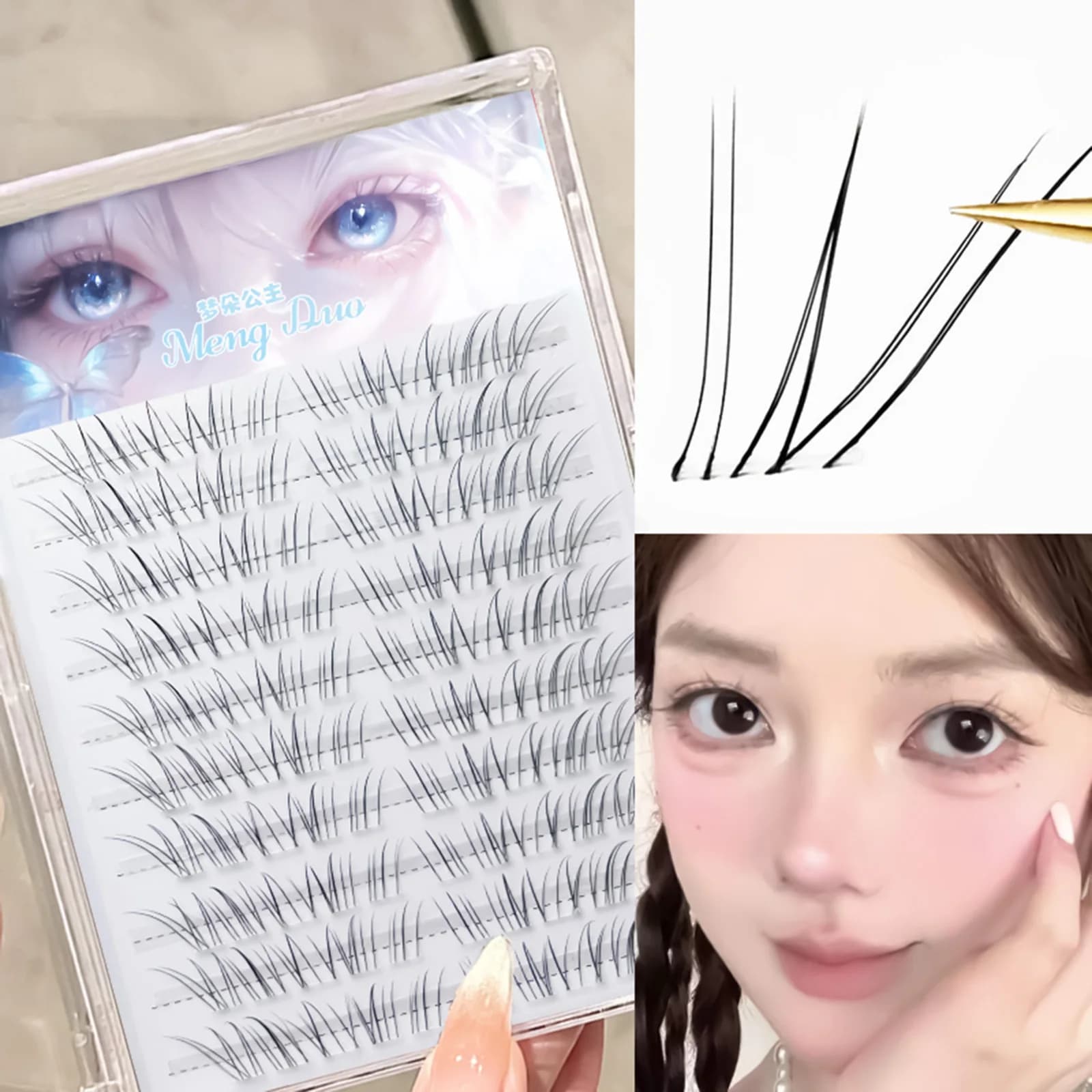 Ciglia finte in stile coreano, stile baby, effetto cervo, curvatura C, volume naturale, comode, riutilizzabili, 9-11 mm, per uso quotidiano