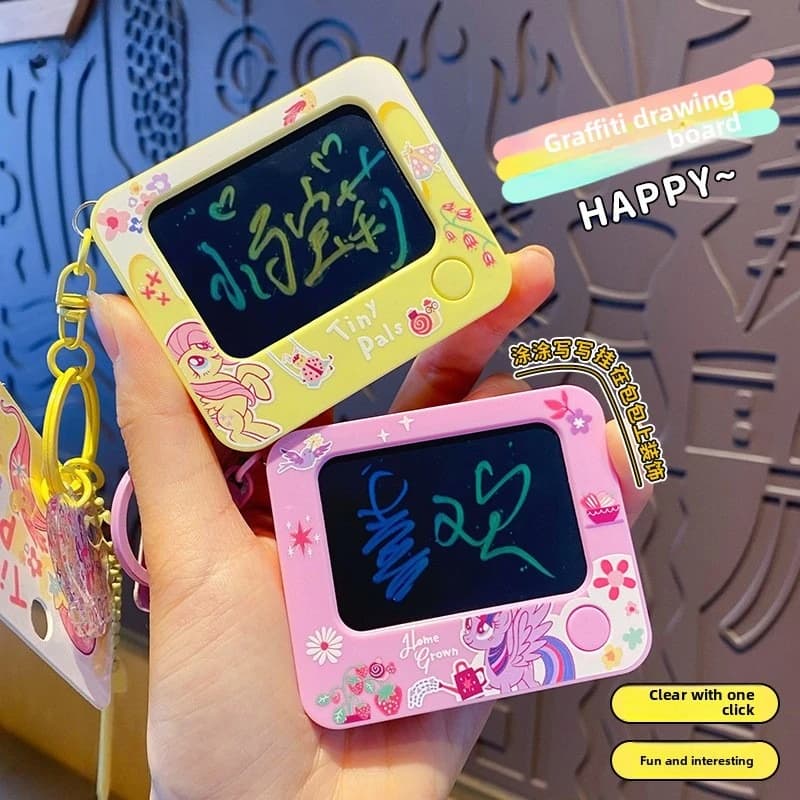 Authentic My Little Pony Graffiti Drawing Board Keychain Erasable Writing Board Educational Toy Backpack Decoration Horse