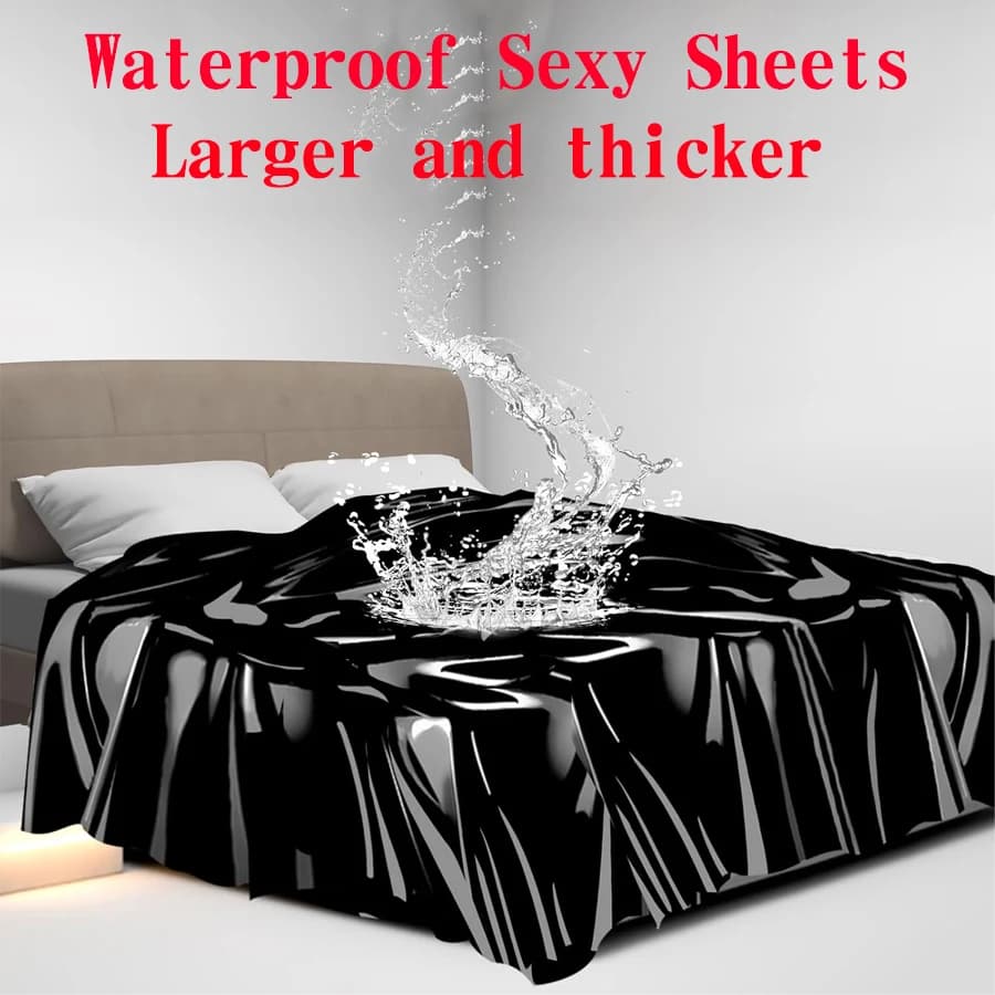 Waterproof Sheet, Black Adult Washable Bedlinen Protector, Passion for Couples Bedlinen, Liquid Proof Corner Mattress Liner