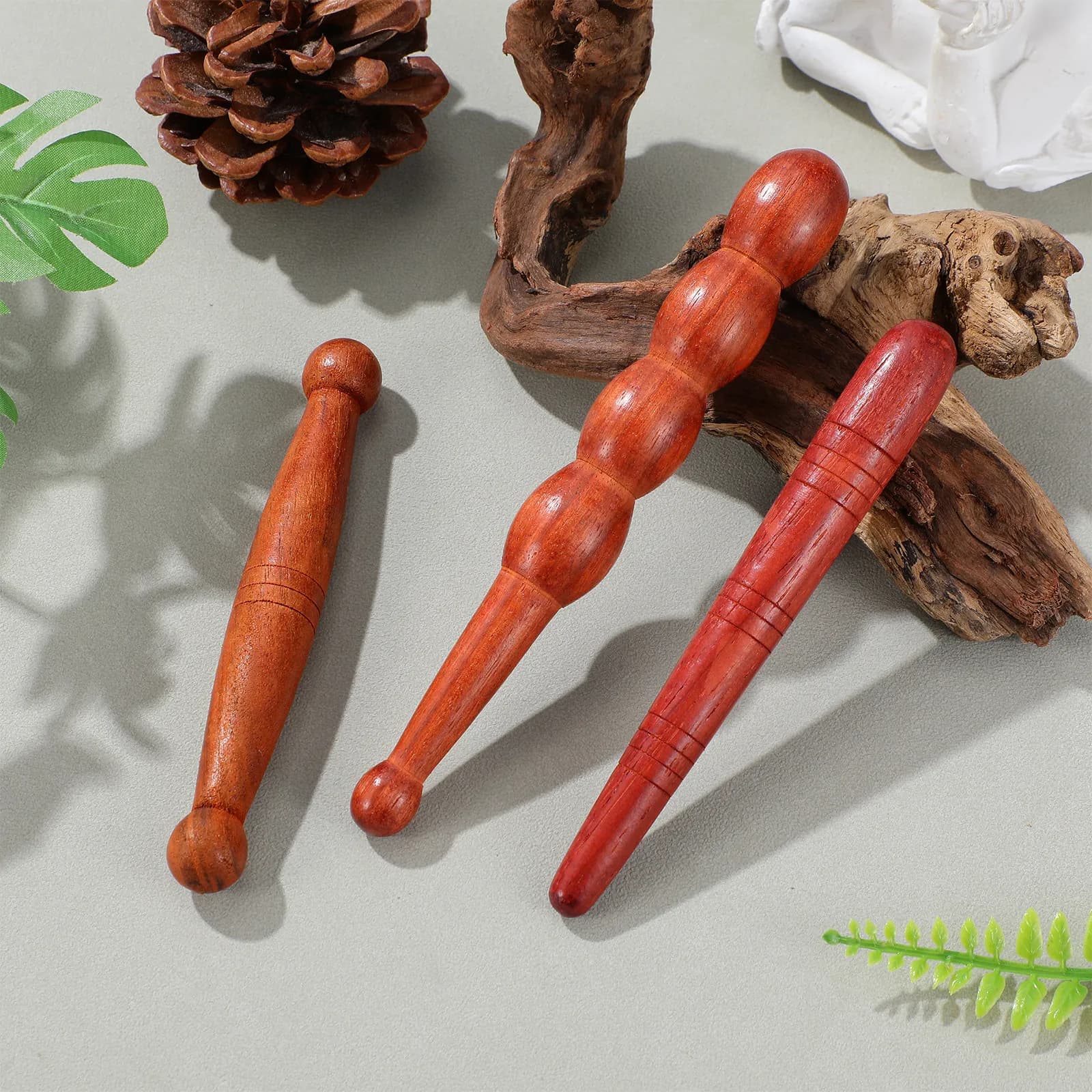 Set di 3 Bastoncini in Legno per Massaggio, Stimolazione dei Punti di Agopressione di Mani, Piedi e Corpo, Relax Portatile per Casa, Viaggio, Hotel, Regalo