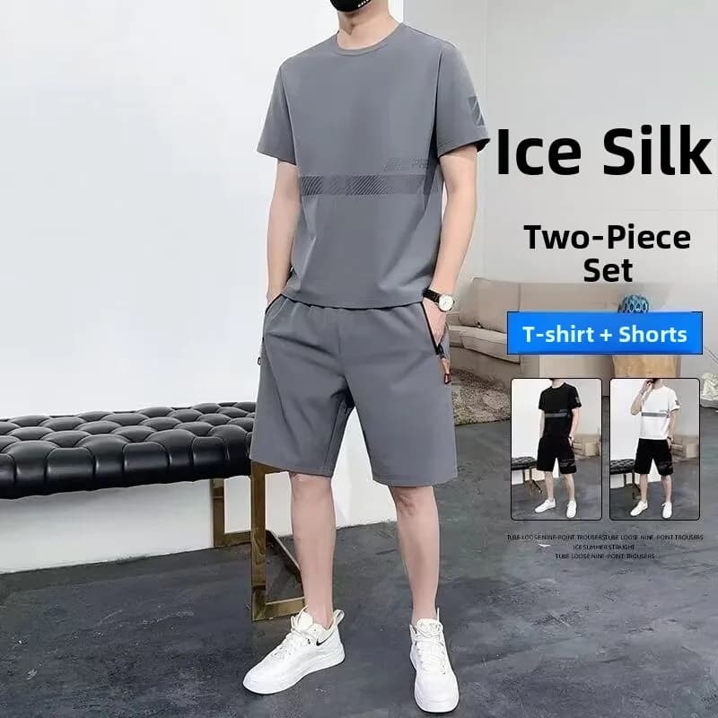 Set di abbigliamento sportivo casual per uomo e donna, pantaloncini larghi a maniche corte, set in due pezzi, collezione estiva, fibra di poliestere