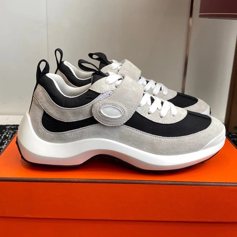 Sneakers Marca H, Scarpe da Passeggio con Chiusura a Velcro, Scarpe Casual Ammortizzate, Sneakers in Pelle Scamosciata Resistenti, Calzature di Lusso di Tendenza