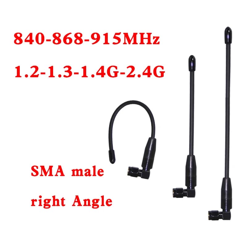 868MHz 915MHz 1.2G-1.4G Soft whip high gain UAV picture trasmissione dati WIFI 2.4G antenna connettore maschio SMA ad angolo retto 840