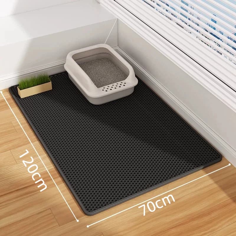 70x120cm large Cat Litter Mat 2-Layer Sand Trapping Technology Waterproof Base Non-Slip Pet Floor Protector for Indoor Kittens