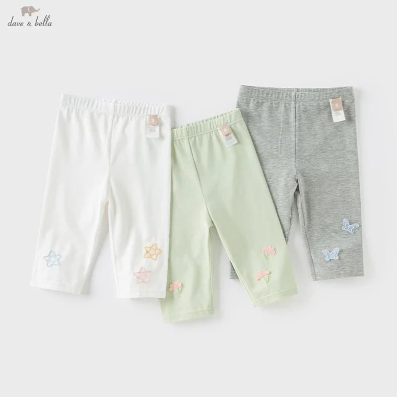 Dave Bella Leggings per bambini Estate Ragazze Moda Casual Comodo Dolce e carino Pantaloni elastici per bambini Outdoor DB 2252127