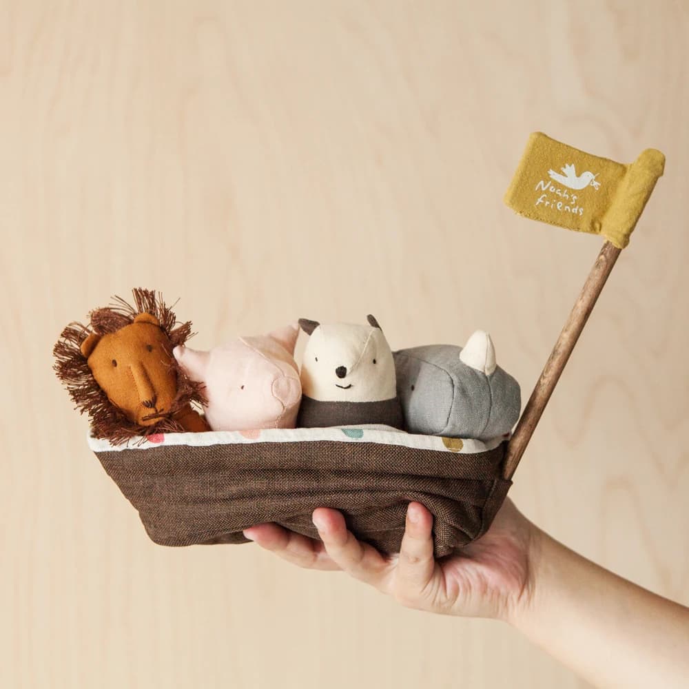 Baby Rattle Plushies Nature Cotton Linen Teething Grasping Soft Toys Stuffed Lion Pig Elephant Appease Fabric Doll For Infant