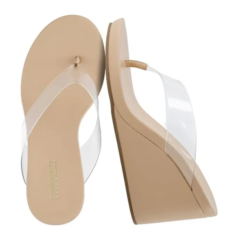 CUSHIONAIRE Bera Platform Thong Womens Sandals, Stylish Wedge Flip Flops for Women with Contoured Comfort Footbed