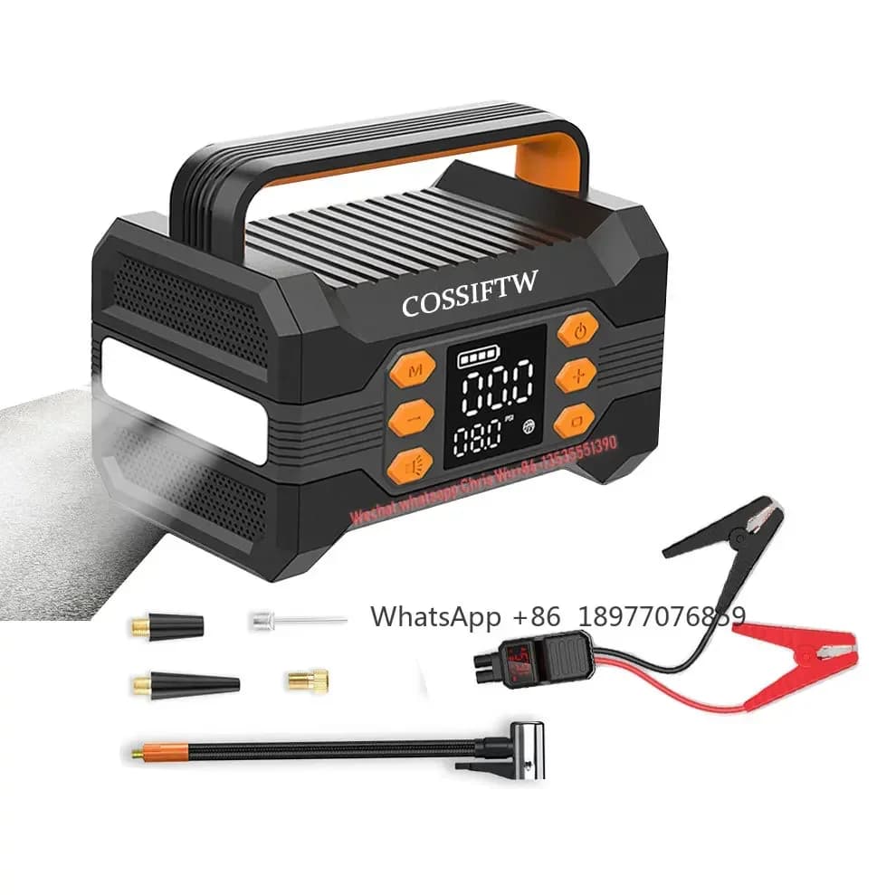 Avviatore di Emergenza per Auto 24000mAh 4000A con Compressore d'Aria Multifunzione 4 in 1, Dispositivo di Avviamento e Power Bank