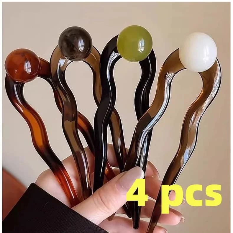 4 fermagli a U per acconciature, strumento per acconciature eleganti e discrete sul retro della testa, accessori per capelli