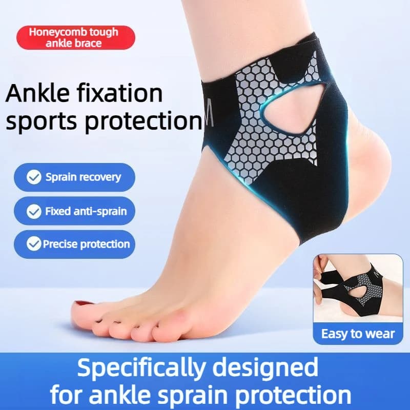 Tutore di supporto per caviglia resistente con cinturino a U regolabile con vestibilità a compressione, adatto a piedi per uomini e donne che corrono basket fitness