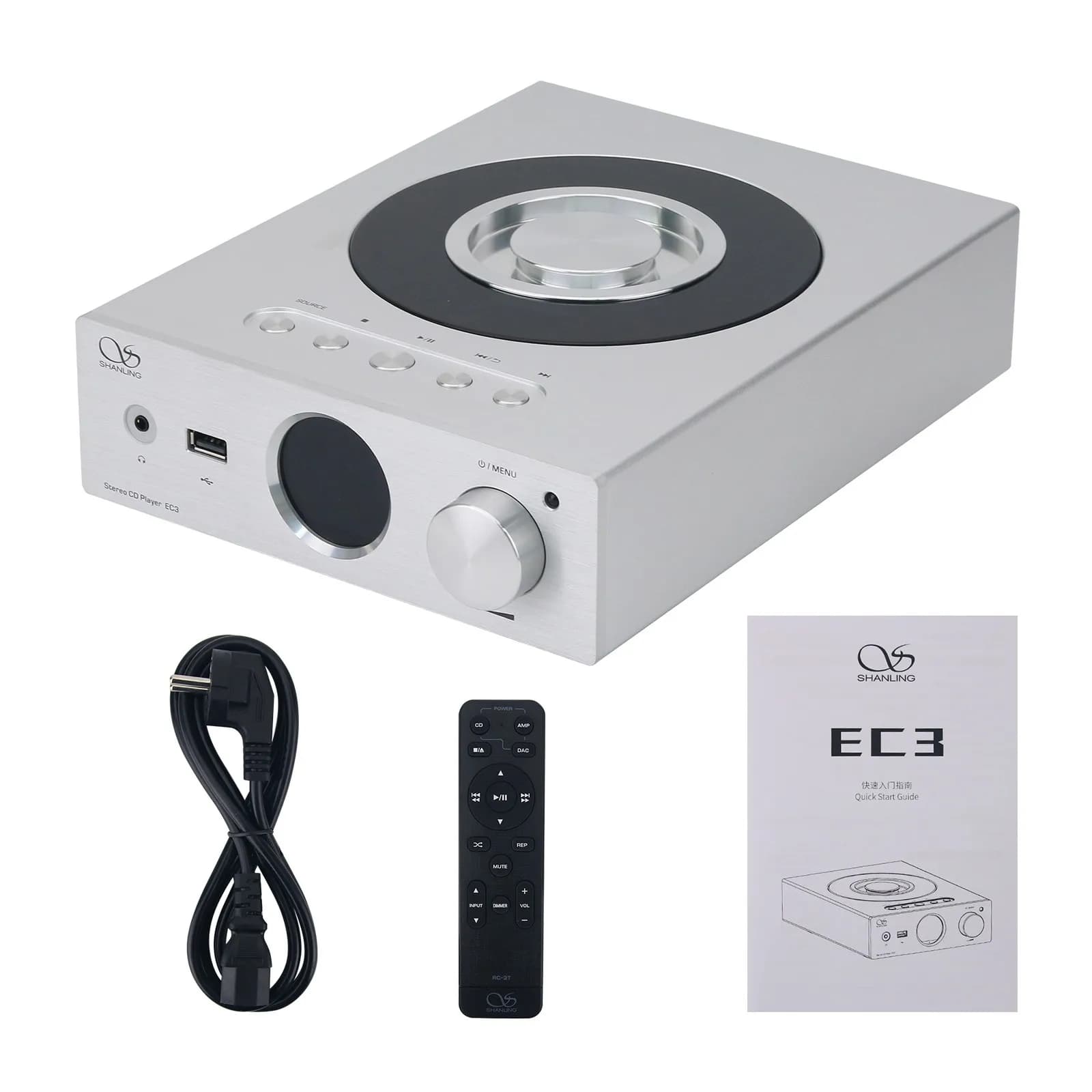 SHANLING EC3 Lettore CD HiFi con Disco Rigido, Lettore USB, Amplificatore per Cuffie Bluetooth, DAC ES9219C