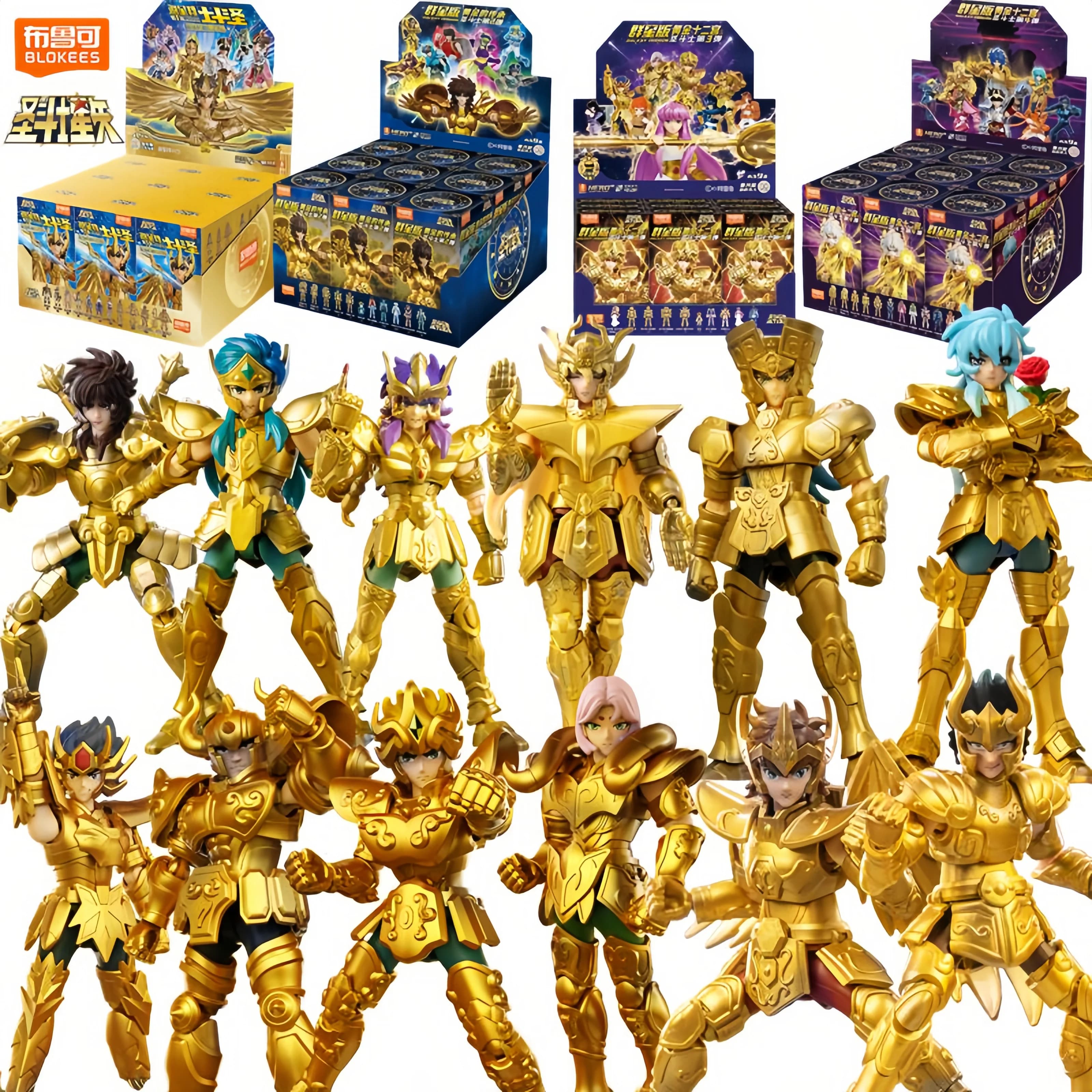 BLOKEES Gold Saints Stars Series Wave1- 4 Blind Box | Saint Seiya Licensed Action Figure Set for Anime Collection & Gift