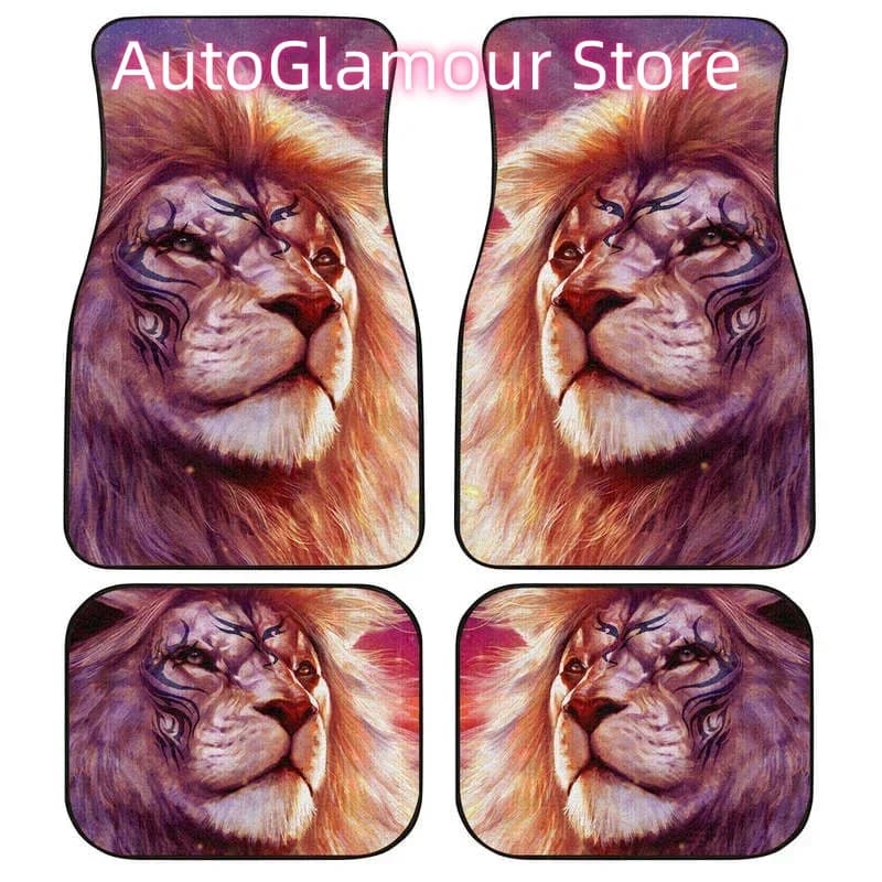 Tappetini per auto Warrior Lion Accessori per auto Lion personalizzati Idea regalo Confezione da 4 pezzi