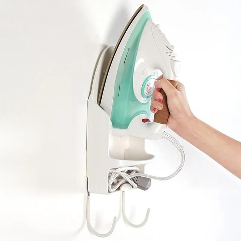 Porta montata a parete Porta portaoggetti per asse da stiro Resistente al calore Ferro elettrico Appendiabiti Supporto per asciugacapelli per casa Hotel