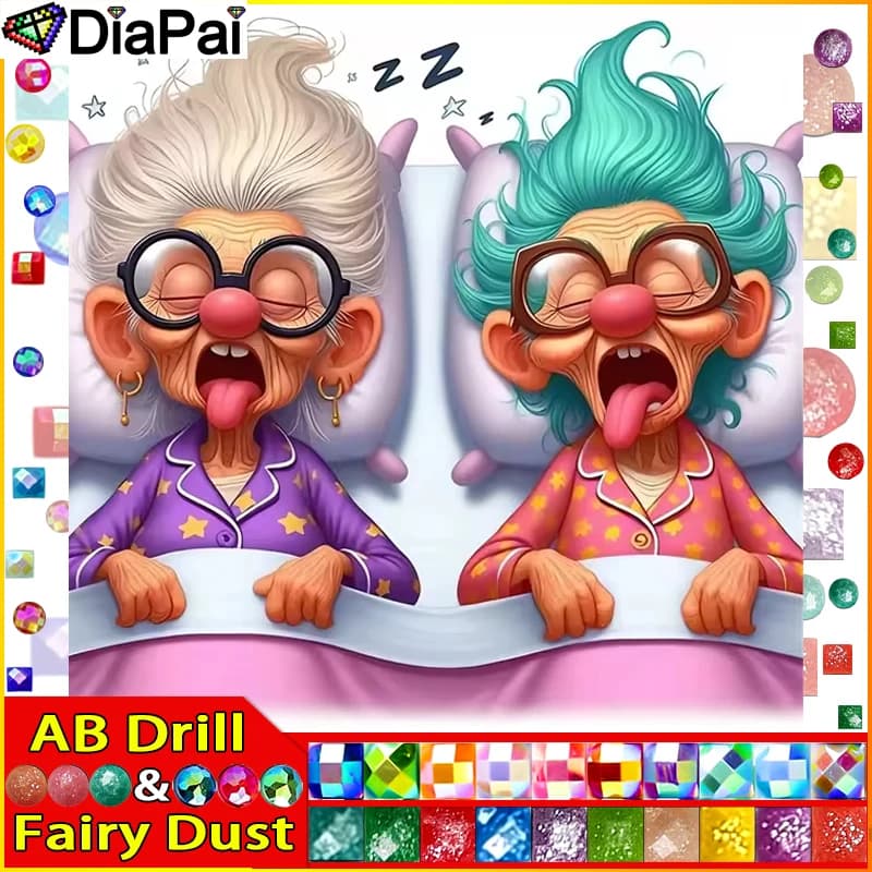 DIAPAI Fairy Dust AB 5D Diamond Embroidery Needlework Kit "Grandma Room" Diy Diamond Painting Cross Stitch Home Decoration